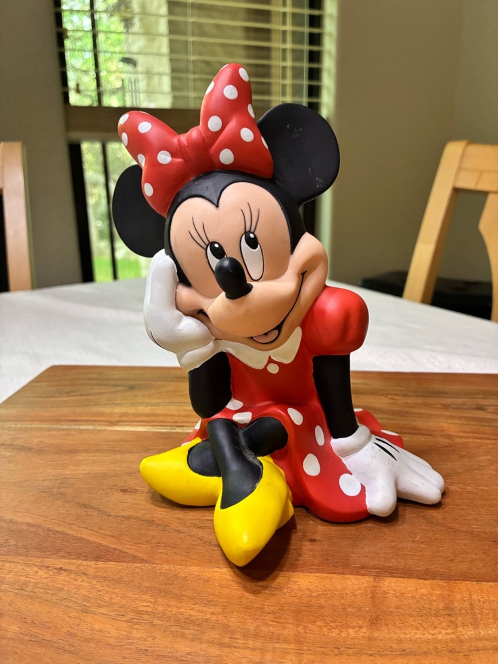 Disney VTG Minnie Mouse Red Polka Dot Plastic Piggy Bank Figurine